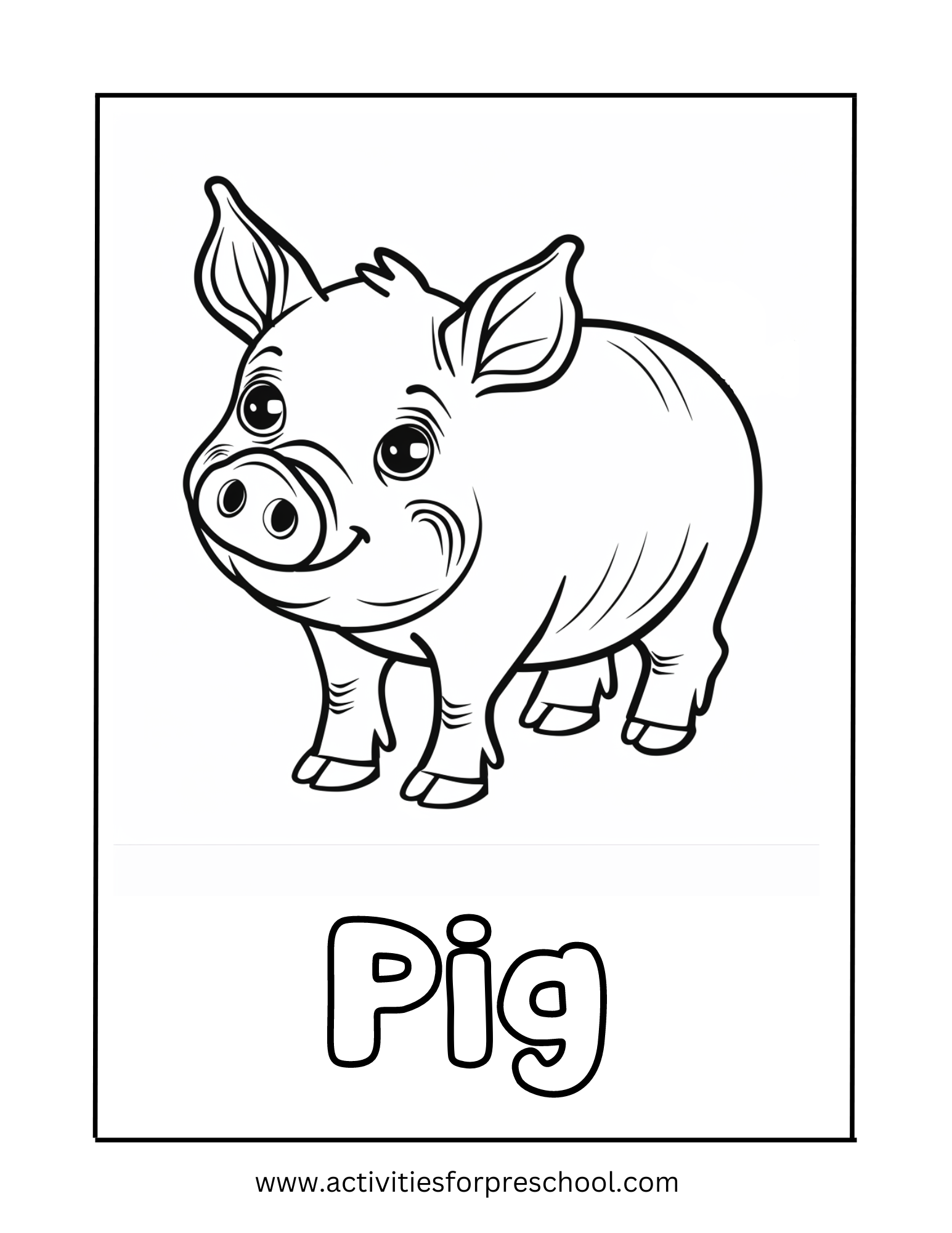 Pig Coloring Page Preschool